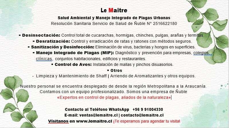 Le Maitre Salud Ambiental y Manejo Integrado de Plagas Urbanas