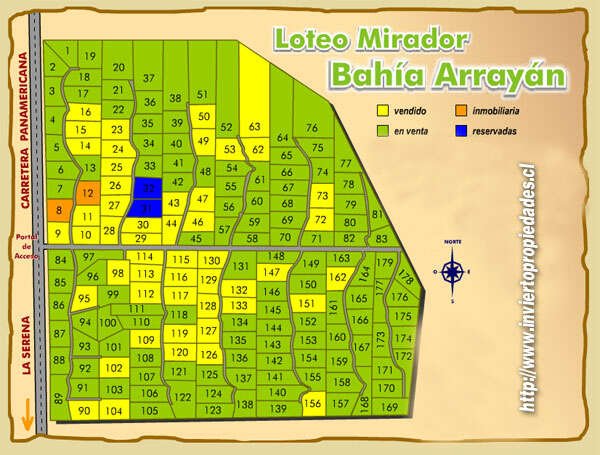 VENTA DE TERRENO BAHIA ARRAYAN LA SERENA