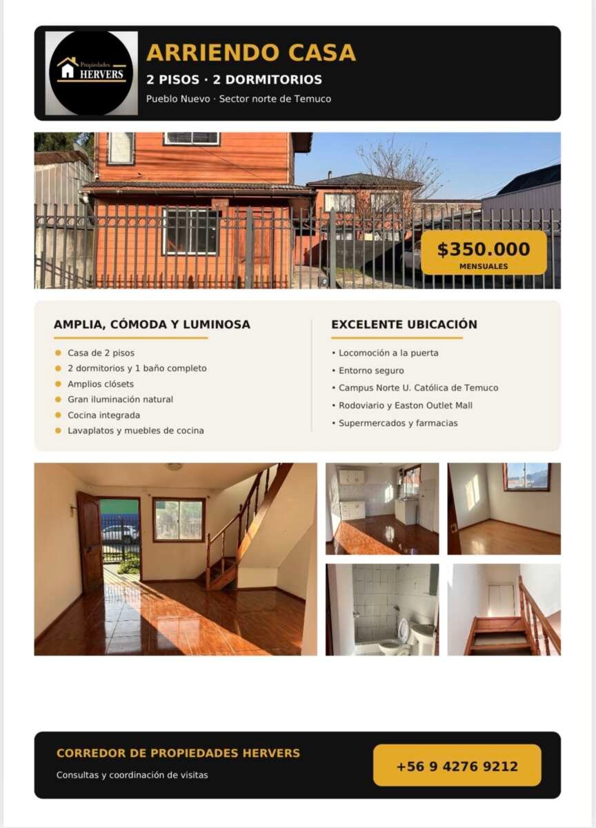 Arriendo casa 2 Dormitorios