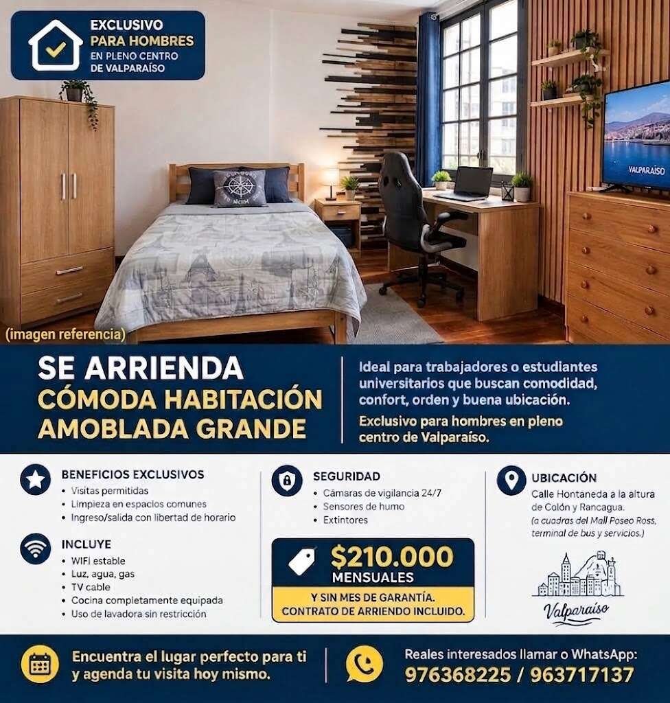 Pieza Amoblada (Sin mes de garantía) – Plan Valparaíso